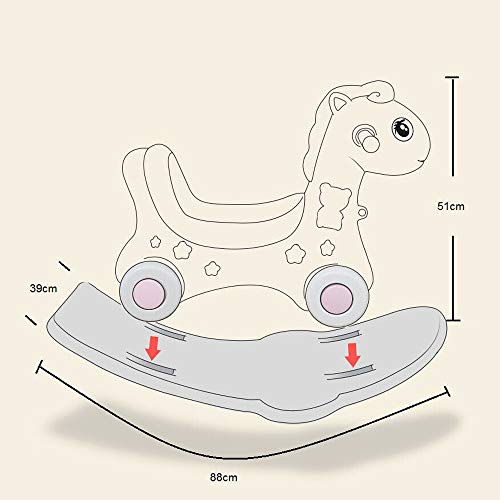 WDW 2-in-1 Schaukelpferd für Kinder, Laufrad für Kleinkinder, Schaukelpferd ab 1 Jahr, Größe – 88 L × 51 H × 39 B cm – Pink – Bild 5