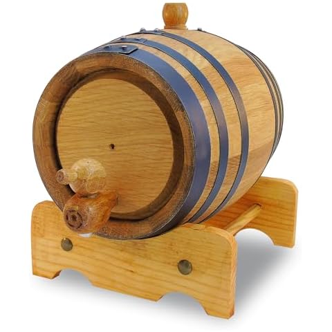 Red Head Barrels - 2 L Premium Distillery-Grade Oak Barrels for Aging Whiskey, Rum, and More, Ideal for Whiskey Barrel or Wine Barrel, American Charred Oak Barrel with 12-Page Cocktail Recipe Booklet Cover