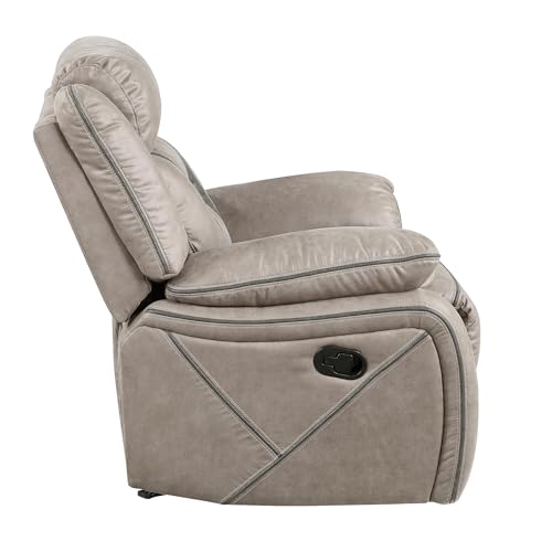 Steve Silver Co Tyson Manual Recliner, Transitiona,l Contemporary, Traditional, Grey Leatherette, Living Room, Home Theater Seating, Single Sofa, 39.4\" D x 41\" W x 41\" H, Grey