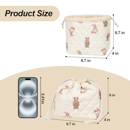 Drawstring Quilted Makeup Bag, Cosmetic Pouch, Coquette Cute Organizer, Small Make up Bag for Purse, Women's Portable Travel Cosmetic Bag2