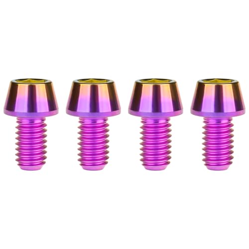 Image of Titanium Ti Bolt M5x9 16 18 20 25 30 35 40 45 50 55 60mm Tapered Head Screws Pack of 4 (M5x9mm, Purple Gold)