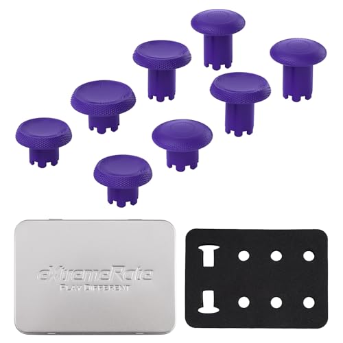 Image of eXtremeRate ThumbsGear Interchangeable Thumbsticks for PS5 Edge Controller, Replacement Purple Analog Thumb Sticks Caps for PS5 Edge Controller - 4 Heights 3 Surfaces Grips - Without Thumbstick Base