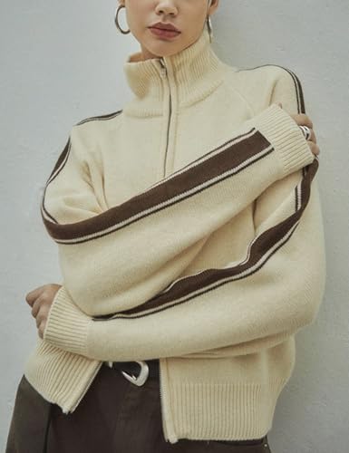 Qiaomai Womens Cardigan Sweaters Zip Up Long Sleeve Knit Sweater Jacket Open Front Outerwear Coats3