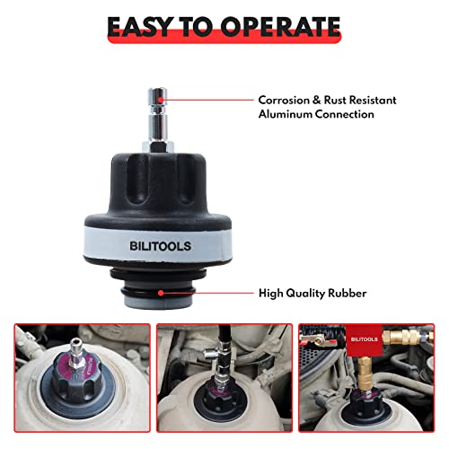 Image of BILITOOLS 28-Piece Coolant Pressure Tester, Coolant Vacuum Refill Kit | Metal Valve for Airtight Seal, No Leaks. Color-Coded Adapters for Quick, Easy Cap Selection. Air-Free Refill, Simple to Use