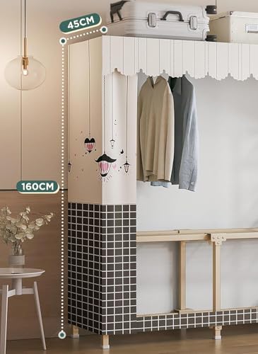 Organizador de armario plegable con compartimentos y barra colgante para almacenamiento de dormitorio