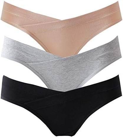 Women's Under The Bump Maternity Panties Cotton Pregnancy Postpartum Underwear Multi Pack (B-3 Pack Basics,Small)