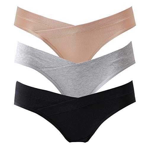 Women's Under The Bump Maternity Panties Cotton Pregnancy Postpartum Underwear Multi Pack (B-3 Pack Basics,Small) #TOP12