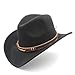 Produktbild zhjtmc Mode-westlichen Cowboy-Hut mit Mütze in breiter Krempe Fedora Hut Mann Hüte für Damen/Herren 56-58cm schwarz
