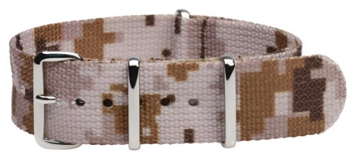Clockwork Synergy Premium Nylon Nato Watch Straps bands Stainless Steel Hardware (22mm, Desert CAMO)