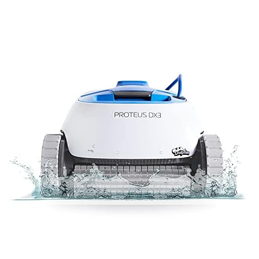 Dolphin Proteus DX3 Robotic Pool Vacuum Cleaner — Wall Climbing Capability — Powerful Active Scrubbing Brush — Ideal for All Pool Types up to 33 FT in Length