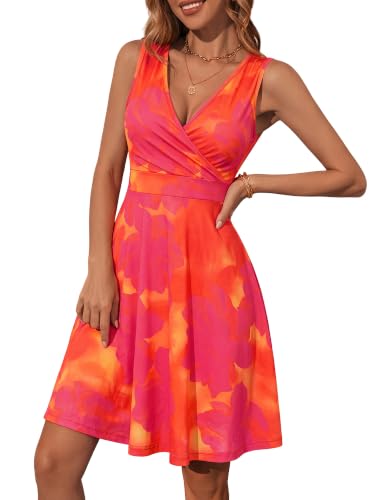 Image of GUBERRY Womens Wrap V Neck Sleeveless Sundress Summer Flare Tank Dress with Pockets