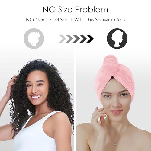 TENSTARS 5 Pack Thicken Microfiber Hair Towel Wrap for Women - Elastic Loop Design - 320GSM Coral Velvet - Quick Dry Hair Turban - 11x28 Inch (Pink)
