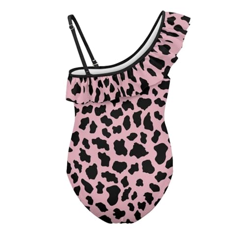 Image of Xpyiqun Swimsuits for Girls 3-14 1-Shoulder Ruffle Bathing Suit One Piece Adjustable Halter Swimming Wear