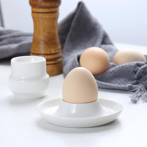 Soulnioi Egg Tray Set in 2,Ceramic Egg Cup,Creative Egg Dish,Breakfast Egg Cup,Egg Rack for Boiled Eggs Decorative Egg Stand Tray A - Image 4