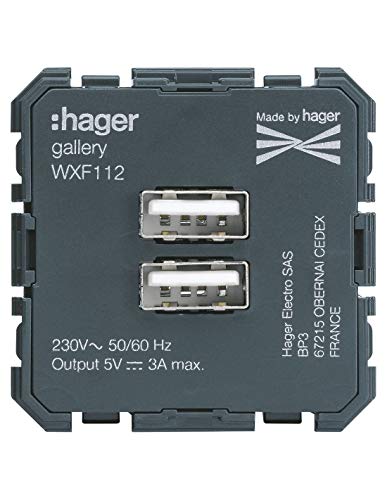 Chargeur USB Hager Gallery WXF112 pour prise murale encastrée