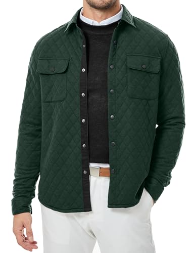 JMIERR Mens Quilted Shirt Jackets Casual Long Sleeve Snap Button Down Shirts with Pockets2