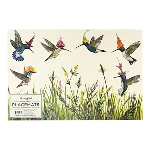 Hester & Cook Hummingbird Paper Placemats - Designed by Vikci Sawyer Made in USA - 18 Sheets per Pad