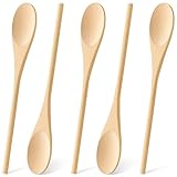 MORGLES 5 Pcs Wooden Spoons for Cooking, 12 Inches Long Handle Spoons for Mixing, Tasting Stirring Food, Large Wooden Cooking Utensils for Kitchen and Crafts