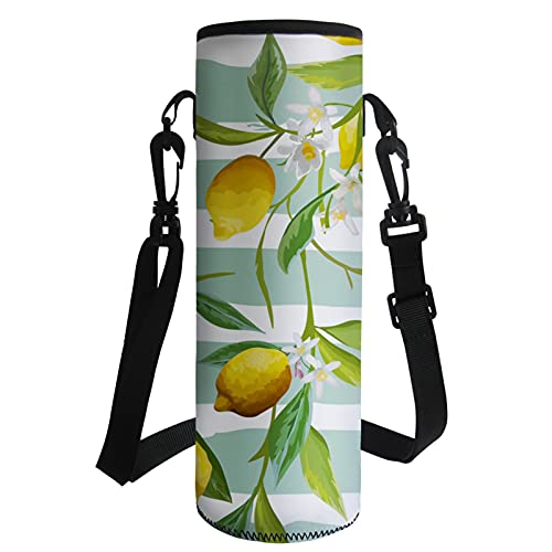 Wanyint Sac de transport pour bouteille d'eau - Motif feuilles de frangipanier - En néoprène - Avec sangle Cover