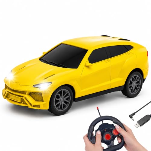 Image of Gooyo GY-448JM Rechargeable Remote Control Car Toy | Yellow Color, Power Source: Lithium Rechargeable Battery for Car (Included) & 2xAA Battery for Remote Controller (Not Included)
