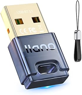 llano Bluetooth 5.1 Adapter for PC, [Windows 11/10/8.1 Driver-Free] USB Bluetooth Dongle Plug & Play for Headphones, Mouse, Keyboard, Speaker, Printer, Laptop, Desktop, Computer