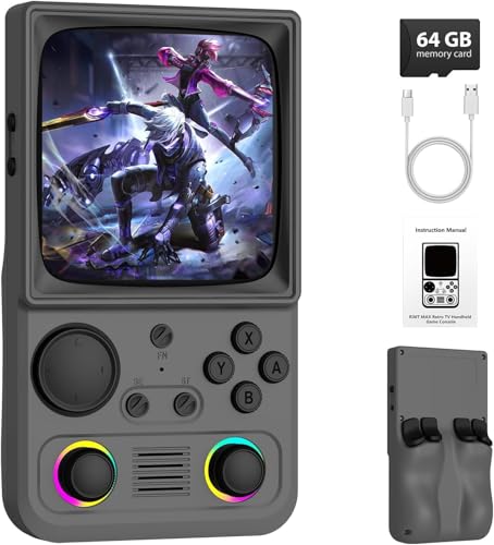Image of R36TMAX Retro Handheld Game Console, Portable Retro Gaming Console with 4.0 inch CRT-Inspired Screen, 4000mAh Arcade Classics, Supports Multiple Emulators, WiFi Network Battling, 64GB (Gray)