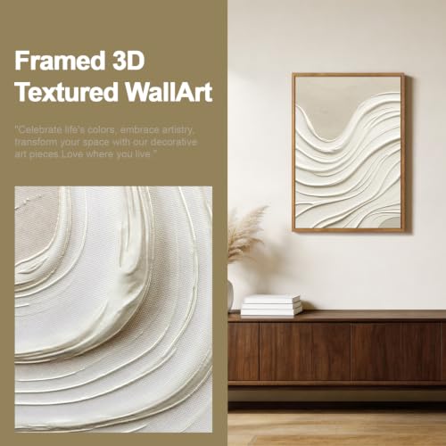 Image of CHDITB 3D Small Wave Relief Wall Art,Neutral Earth Tone Textured Wall Decor