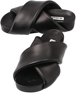 Amazon | [ジルサンダー] サンダル レザー クロスストラップ スライド