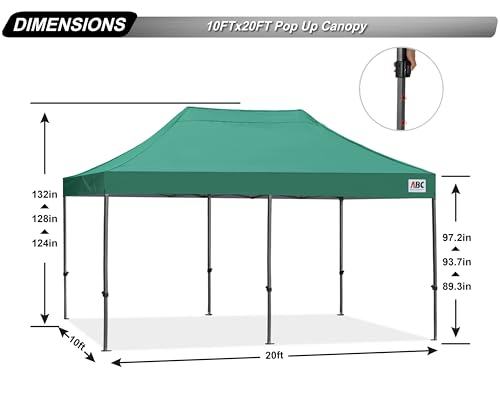Image of ABCCANOPY Patio Pop Up Canopy Tent 10x20 Commercial-Series(Forest Green)