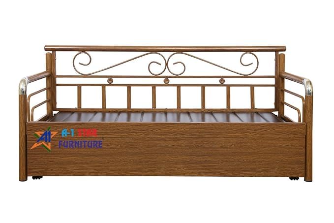 A1 Star Furniture 3 Seater Metal Sofa Cum Bed with Hydraulic Storage King Size Bed for Living Room|Brown A1 Star Furniture 3 Seater Metal Sofa Cum Bed with Hydraulic Storage King Size Bed for Living Room|Brown