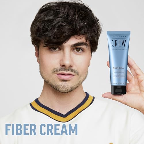 Image of American Crew Men's Fiber Cream, Medium-Firm Hold Styling for Frizz Control & Defined Texture, Natural Shine, 3.3 fl oz