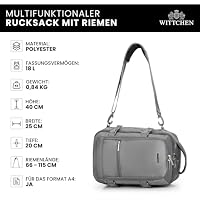 WITTCHEN Urban | Kabinenrucksack | Laptop-Rucksack | Multifunktionaler 2-in-1-Reiserucksack | Rückentasche mit RFID-Schutz | kompatibel mit Wizz Air, LOT, Ryanair | Größe 40x25x20 cm | Farbe: Grau – Ansicht 7