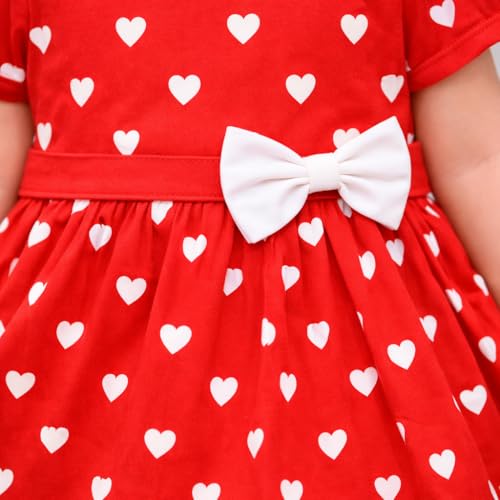 Image of Babeezworld Cotton Baby Girl Dress - Knee Length fit and Flare Dress Frock jhabla (Red; 3-4 Years)