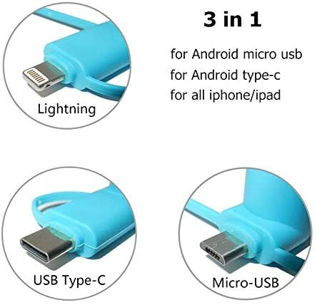 Image of QAWACHH 3 in 1 OTG Mini Portable Mobile Fan for Android and iPhone, Type c-Orange- (blue)