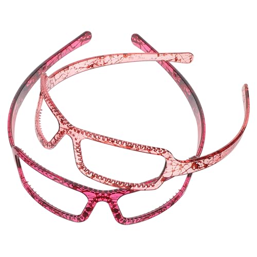 Gogogmee 2 pièces Bandeaux Femme Créatifs Simulant Lunettes Accessoires Cheveux Doux et Confortables pour Maquillage et Fêtes Lot de Styles Mode Rouge et