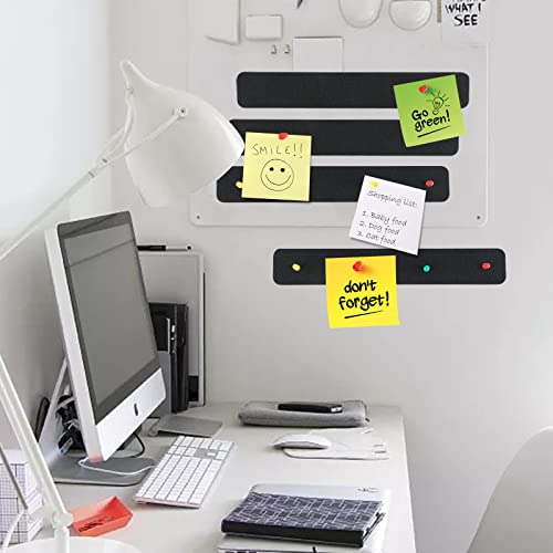 Q.z.art Self-Adhesive Felt Pin Bulletin Board Decorations - Wall Cork Board Sheet Lightweight Felt Strips With Adhesive Backing Includes 8 Felt Strips And 30 Pushpins For Classroom, Office #TOP2