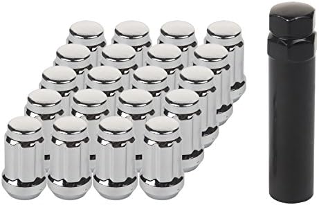 HanAuto Chrome Plating Lug Nuts with 1 Key (12mm x 1.25 Thread Size) - Pack of 20 Wheel Lug Nuts,63512XC201