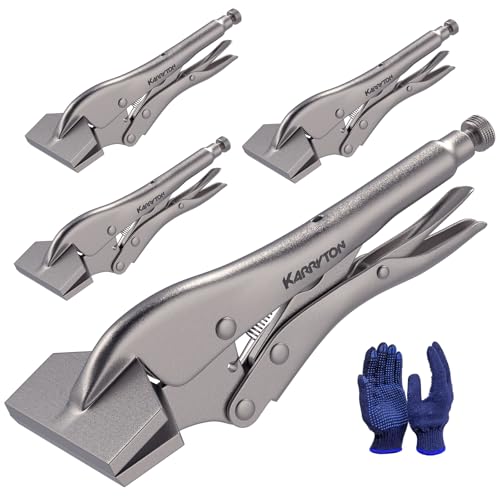 KARRYTON 4PCS Sheet Metal Locking Pliers, 8 Inch Adjustable Carbon Steel Pliers with Quick Release and Locking Mechanism for Woodworking, Welding & DIY Projects