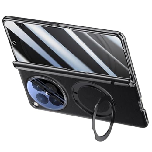 Coque Oppo Find N6 de luxe en cuir avec charnière plaquée et bordure dorée chic