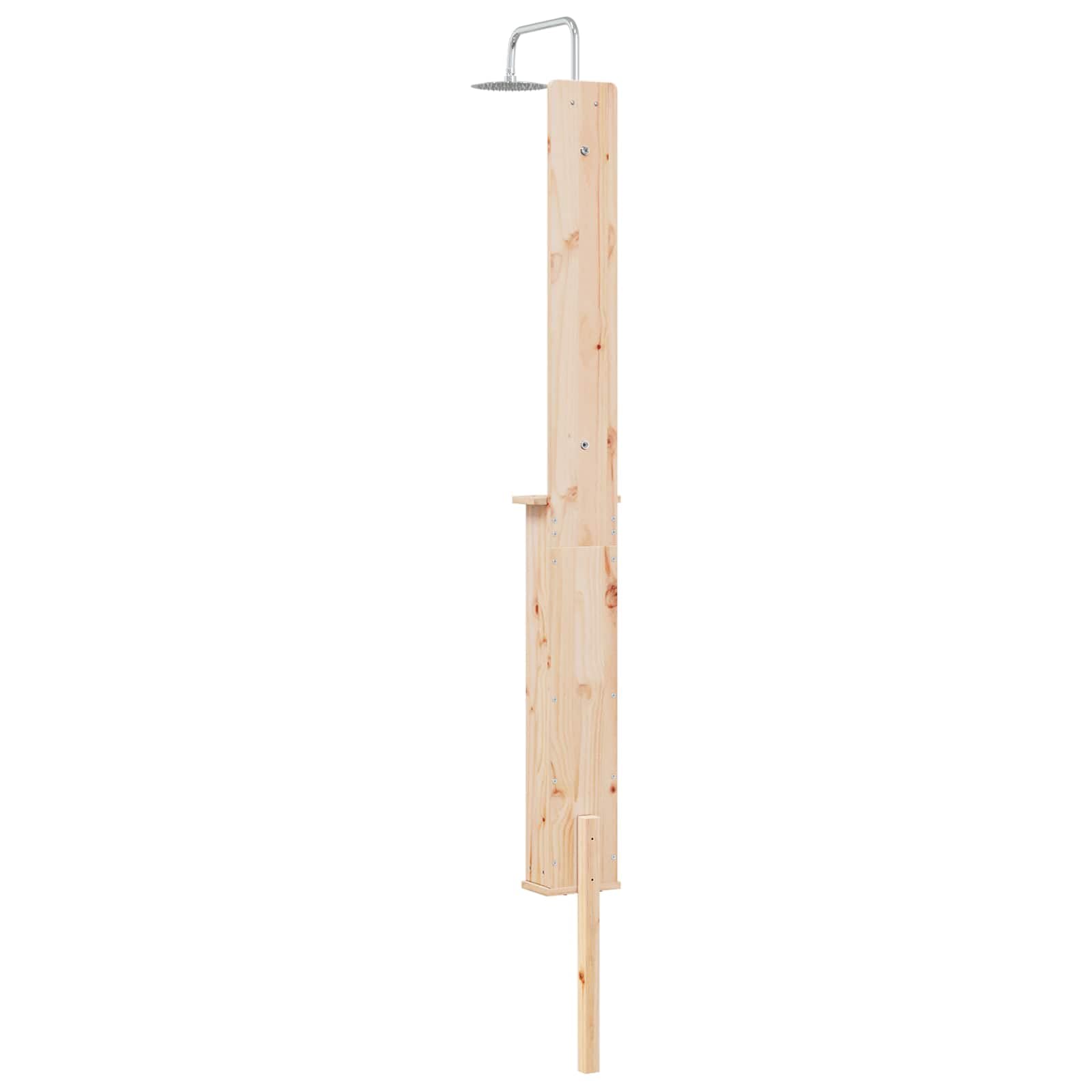 Ducha Exterior 246 cm Madera Maciza de Pino y Acero Inoxidable