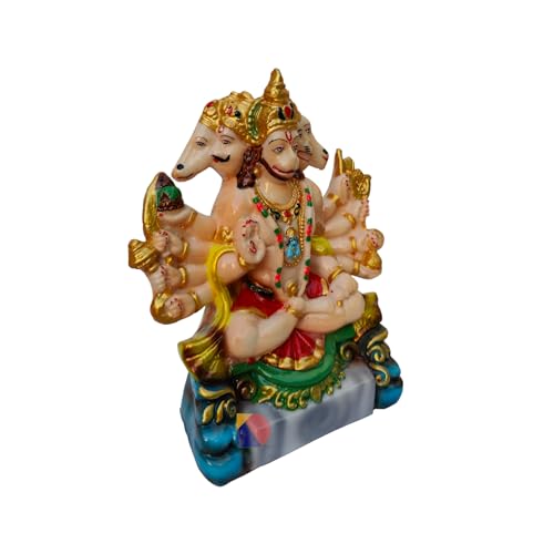 Image of Marble Hanuman Murti - Hanuman Idol for Home Decor & Office - Panchmukhi Hanuman - (25 Cm) (Multicolor)