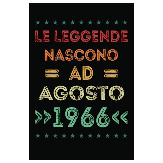 Le Leggende Nascono Ad Agosto 1966: Idea regalo originale e divertente di 57 anni per donne e uomini. Taccuino a righe