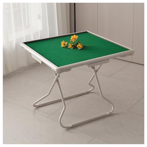 Tavolo da gioco pieghevole con portabicchieri e cassetto, tavolo portatile per mahjong, domino, poker e giochi di carte