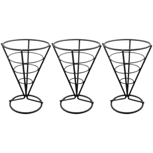 Lurrose Soporte para Patatas Fritas de Acero Inoxidable 3 Piezas Diseño Hueco para Restaurantes y Cafeterías, Porta Snacks para Aperitivos en Eventos