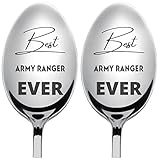 Best ARMY RANGER Ever Ice Cream Spoon Engraved Stainless Steel | Coffee Spoon Mug for Men Women | Pack of 2