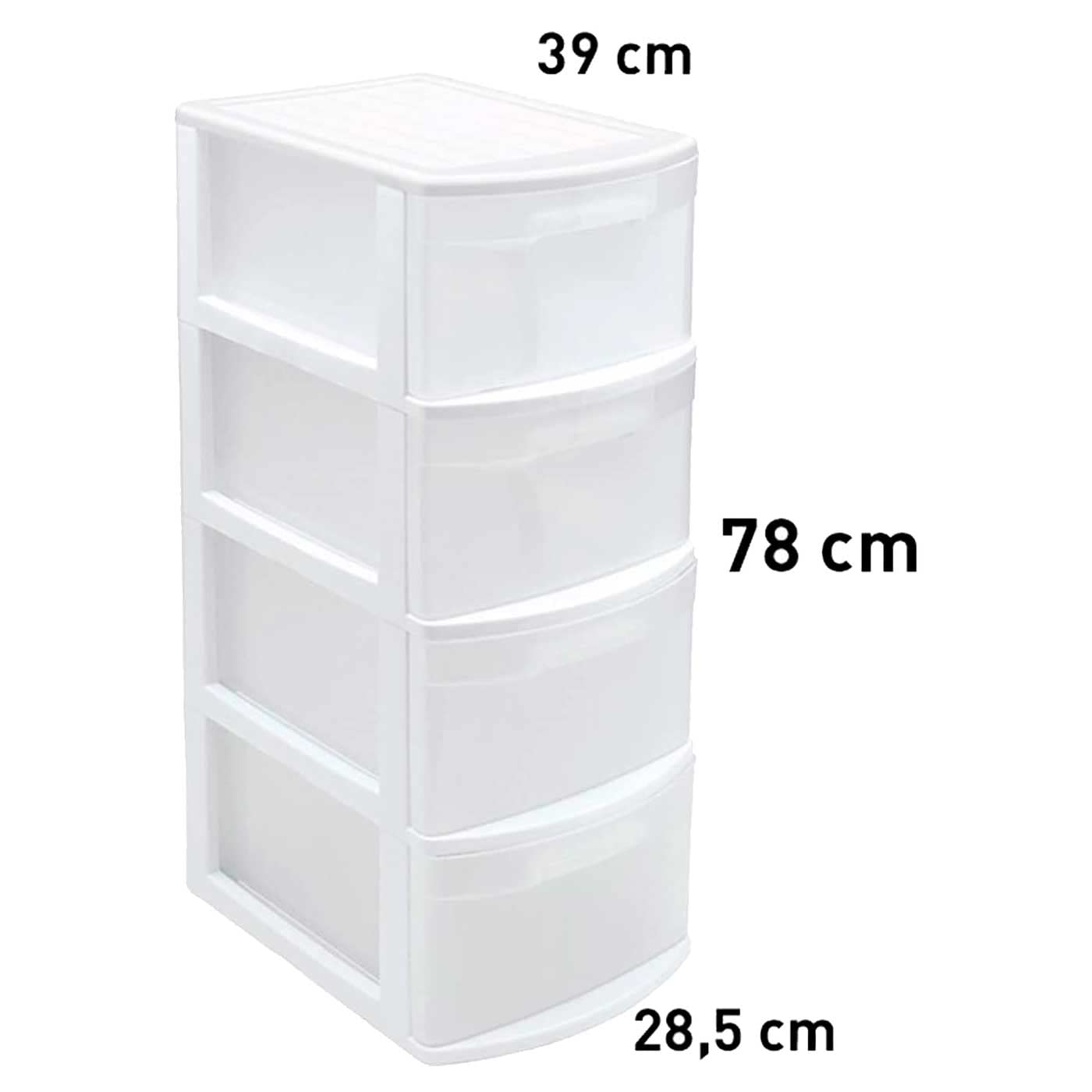 Acan Tradineur Tamesis Multi-Purpose 4 Drawer Chest of Drawers - Without Wheels - Made of Plastic - 78 x 28.5 x 39 cm - White