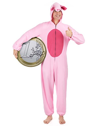 DEGUISE TOI - Déguisement cochon homme - Combinaison - Taille Unique - Rose - Déguisements adultes - 100% polyester - Lavage à la main - Carnaval