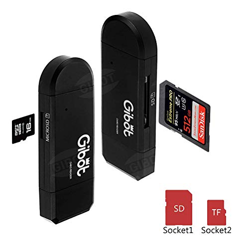 GiBot Tipo C Lettore di schede e micro USB OTG, a USB 2.0 Adattatore per SD, Micro SD per Samsung, Huawei, Android Smartphone, Macbook e PC portatile