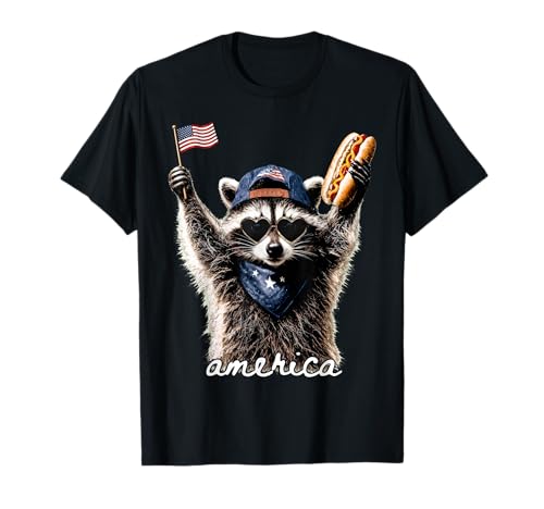 Feral & Free Funny Patriotic Racoon Feral and Free 4th July T-Shirt
