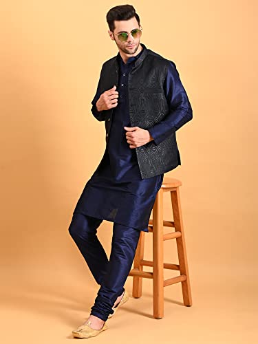 Image of Uri and MacKenzie Men's Silk Blend Kurta Pajama with Designer Ethnic Nehru Jacket /Modi Jacket